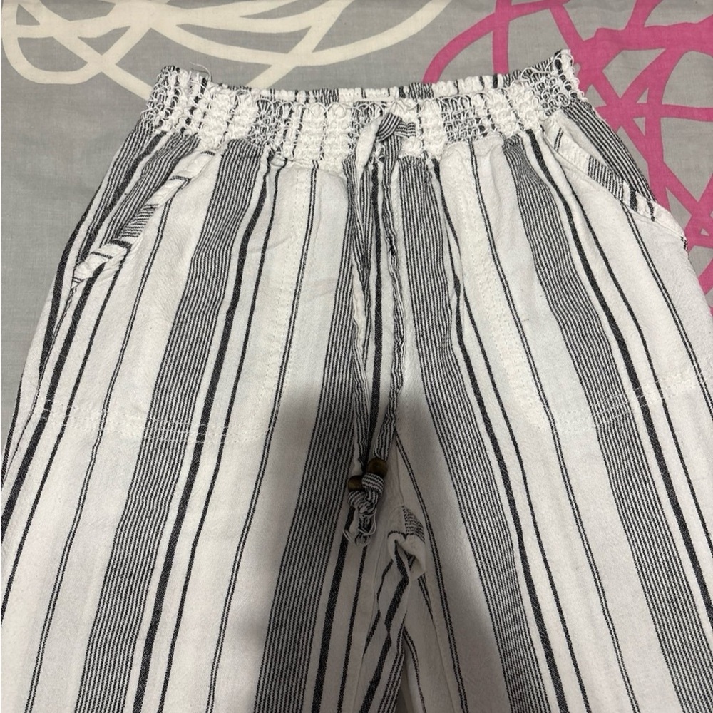 Cali 1850 White and Black Striped Pants With Beaded Strings - Picture 3 of 9